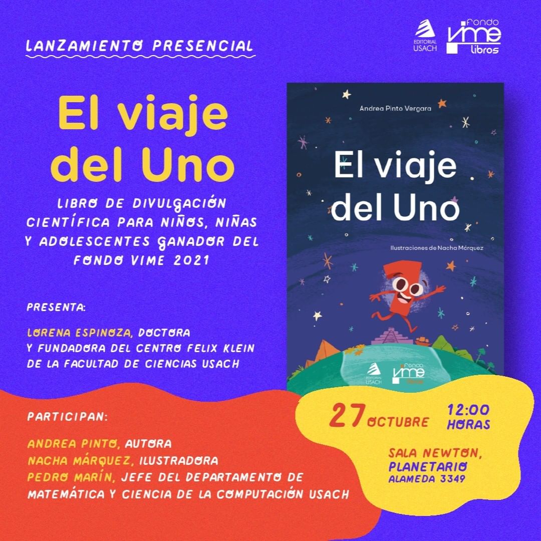 Invitación lanzamiento presencial del libro “El viaje del Uno” autora Mg. Andrea Pinto.