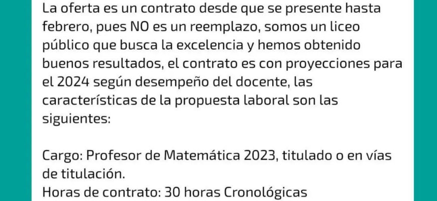 Oferta Laboral Liceo Bicentenario de Maipú