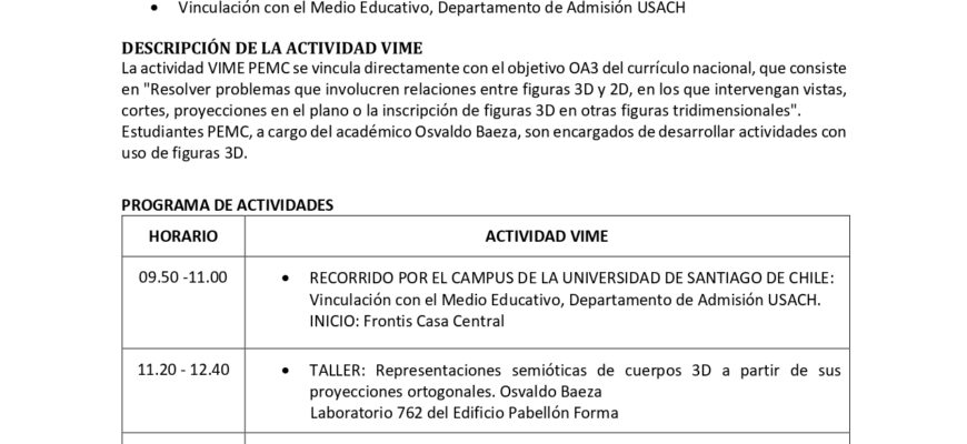 PROGRAMA VIME EGRESADOS • Colegio Alicante del Rosal, de la comuna de Maipú, Santiago. Profesora Natalia Aburto Ahumada, Egresada PEMC